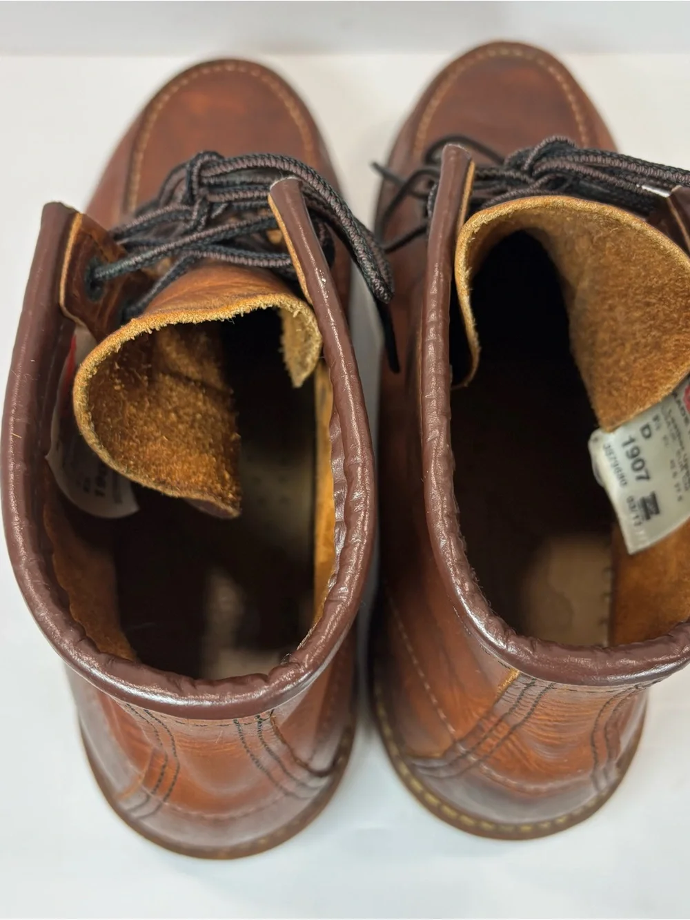 Vtg Red Wing Classic Moc Toe Boot Men 9.5 D Brown Leather Insole 1907 Heritage